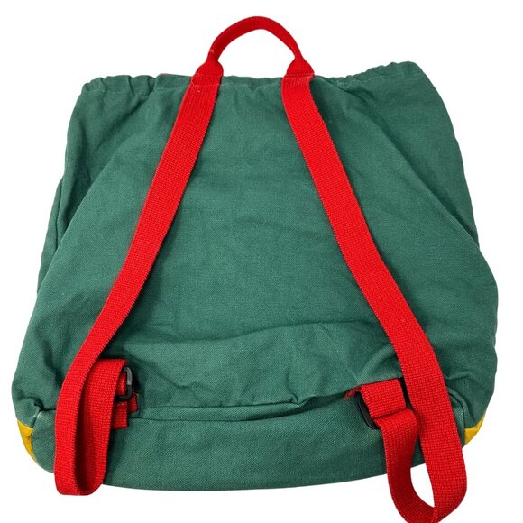 Stephen Joseph Kids Backpack Canvas Felt Moose Nature Green Yellow Red Straps - Picture 2 of 15